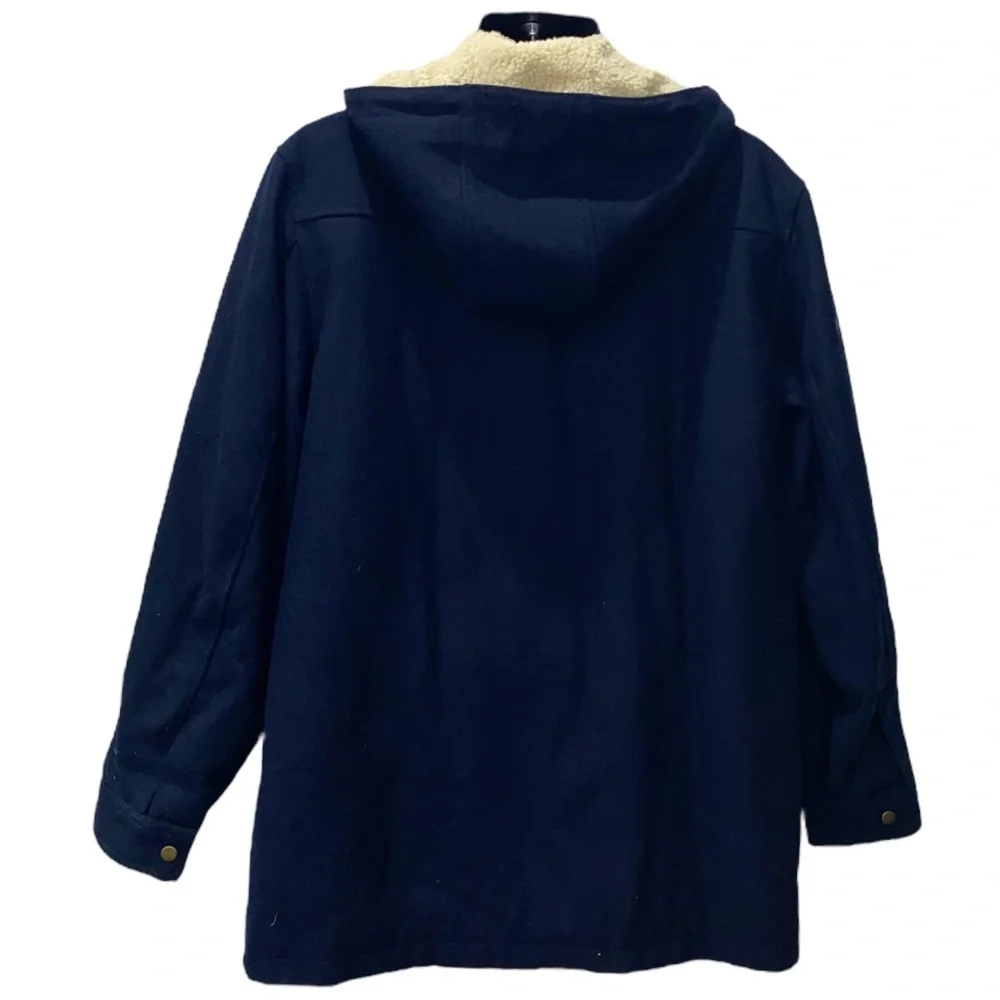 Old Navy Winter Coat w/ Fleece Lined Hood (Size: L, Color: Navy Blue) - Picture 2 of 3